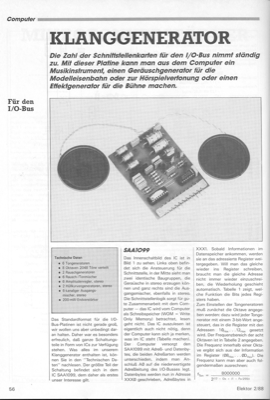 Klanggenerator (Tongenerator für Computer I/O-Bus)