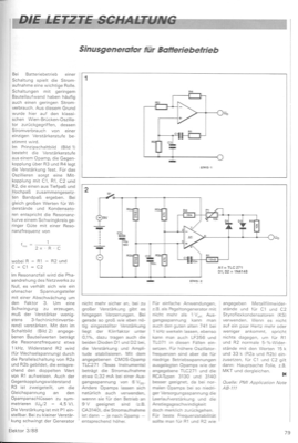 Sinusgenerator für Batteriebetrieb (TLC271)