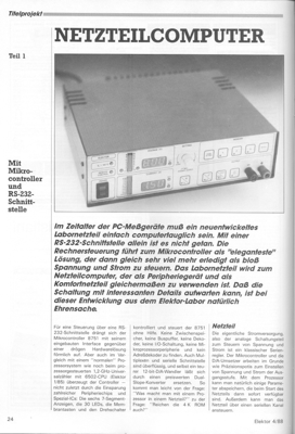 Netzteilcomputer, Teil 1 (Microcontroller und RS232-Schnittstelle)