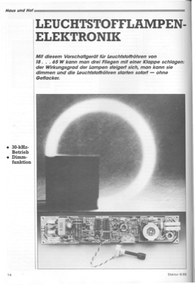 Leuchtstofflampen-Elektronik (Vorschaltgerät, 30kHz, Dimmer, 12-V-Betrieb)