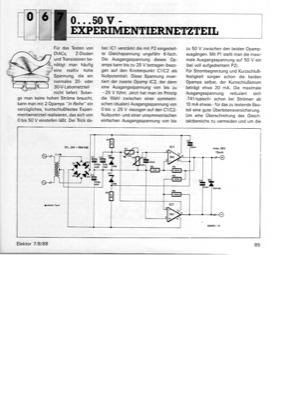 0...50 V Experimentiernetzteil (2x741, 10mA)