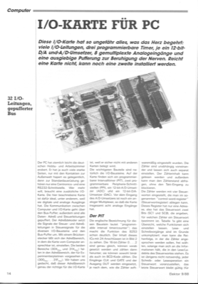 I/O-Karte für PC (32 I/O Ltg. mit 8255, A/D 8-fach, D/A)