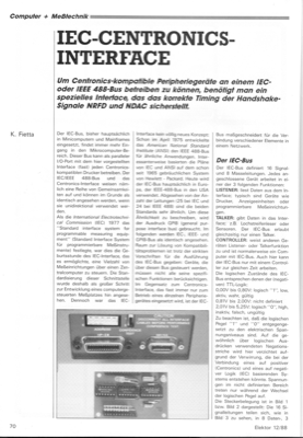 IEC-Centronics-Interface (Drucker als Listener am IEC-Bus)