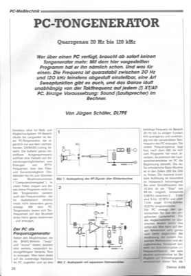 PC-Tongenerator (Quarzgenau 20Hz bis 120kHz (XT,AT) Programm)