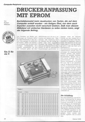 Druckeranpassung mit EPROM (Centronics-Umcodierung)