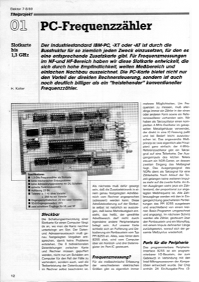 PC-Frequenzzähler (Slotkarte für IBM XT, AT Bus bis 1,3 GHz)