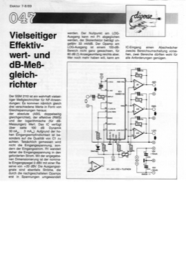 Vielseitiger Effektivwert und dB-Messgleichrichter (SSM2110)