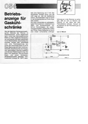 Betriebsanzeige für Gaskühlschränke (Thermoelement, LED)