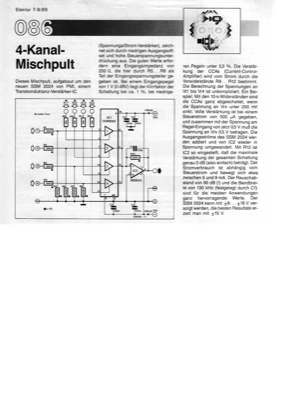 4-Kanal-Mischpult (Transkonduktanz Verstärker IC SSM2024)