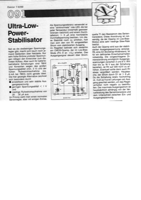 Ultra-Low-Power-Stabilisator (Serienregler mit OpAmp)