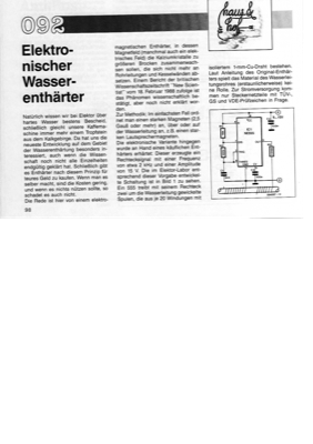 Elektronischer Wasserenthärter (Magnetfeld lässt Kalziumkristalle zusammenwachsen)