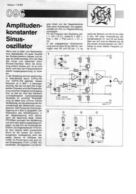 Amplitudenkonstanter Sinusoszillator (Wien-Brücke, TL072 )