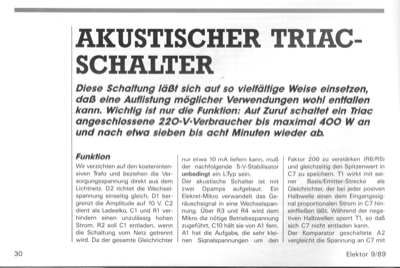 Akustischer TRIAC-Schalter (ähnlich Klatschschalter (220V))