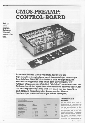 CMOS-Preamp: Control-Board, Teil 2 (Lautstärke, Balance, Netzteil)