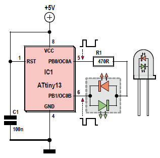 Zweifarbige LEDs mit AVR und 8051 ansteuern